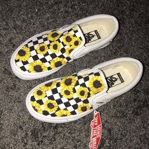 vans slip ons with sunflowers